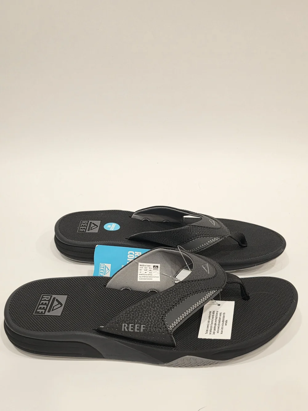 Reef Cushion Fanning Men's Black Gray Flip-Flop Sandals